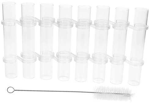 TOPPERFUN Röhrenvase Aus Transparente Hydroponische Röhrenvase Blumenarrangementbehälter Mit S-förmigen Haken Röhrenvasen Und Röhrenbürste Für Haushaltsdekoration