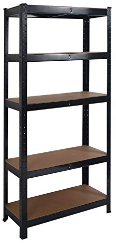 Direct Online Houseware House of Home Garage Shelving Unit 5 Tier Anti Mould Heavy Duty Metal Storage Rack, Black Steel Racking for Garage, Shed and Workshop, 40 x 90 x 180 cm
