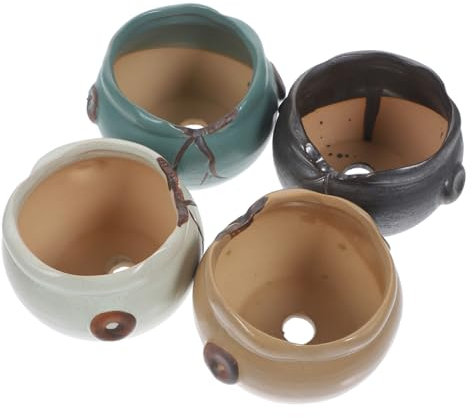 Happyyami 4 Stück Saftiger Blumentopf Aus Keramik Kleiner Pflanztopf Saftige Töpfe Kaktustopf Kleine Pflanzgefäße Sukkulententöpfe Balkon Blumentopf Blumentöpfe Kaktustöpfe