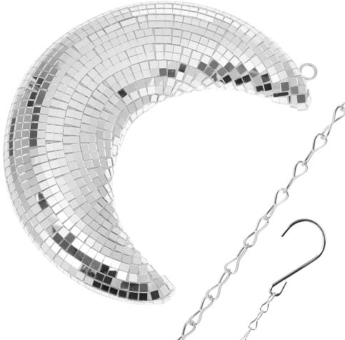 ibasenice Silver Moon Pendant Disco Ball Decor Moon Shaped Disco Ball Home Wedding Party Decor for Wall Hanging Ornament