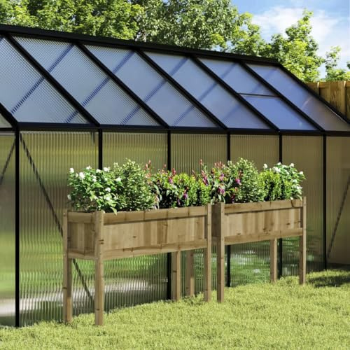 IKAYAA 2 Unidades Jardinera Alto Madera de Pino, Macetero Grande Exterior, Maceta Alta Exterior y Terraza, Maceta Grande, Jardinera Alta Impregnado Natural 110 x 31 x 70 cm