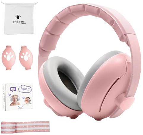HyAdierTech Casque Anti Bruit Bébé 2-en-1, Casque Anti bruit bebe Voyage, Réglable et Confortable Protection Auditive pour Moins de 48 Mois, pour Voyages, Feux d'artifice, Spectacles