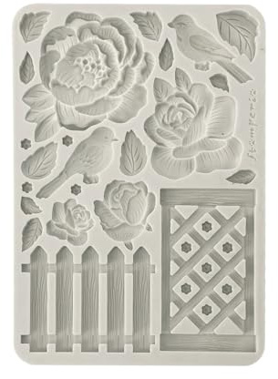 Stamperia - Silicon Mould A5 for Scrapbooking, Bullet Journals and More, Non-Stick Surface, Suitable for Air-Dry Clay, Resin and More, Perfect for Crafts and Gifting (House of Roses, Fence)