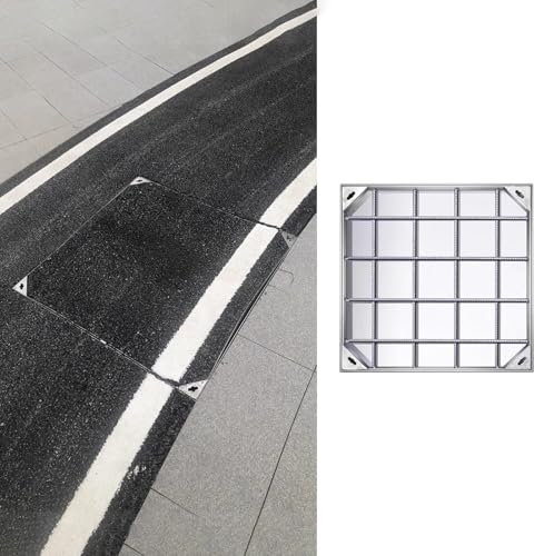 Schachtabdeckung Unsichtbarer Schachtdeckel aus Edelstahl, Quadratischer Abwasserdeckel mit Sockel, Außeneinbau-Klärgrubendeckel, Hochleistungs-Revisionsschachtdeckel(900x900 mm (35.4x35.4 in))