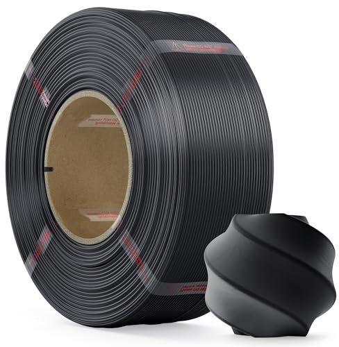 MarsWork PLA Filament 1.75mm, 1kg Refill-Filament Kompatibel mit Bambu Lab Wiederverwendbare Spulen, Bessere Leistung als PLA Plus, 3D Drucker Filament Maßgenauigkeit +/- 0.02mm, Schwarz