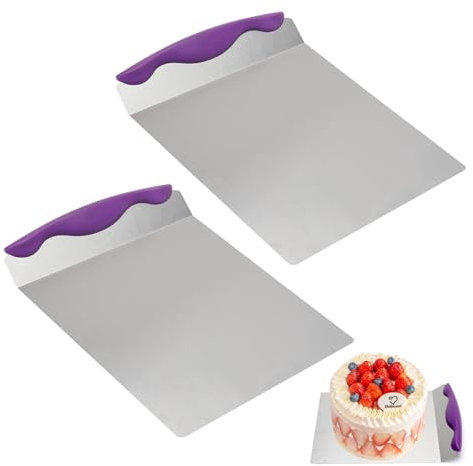 DAWRIS Paletta per Torta, Sollevatore per Torta, 2 Pezzi in Acciaio Inox Salva Torta Salva Torta con Manico Accessori per Torte, Pizza, Ideale Come Base per Torte e Pala per Pizza