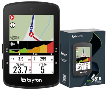Bryton Rider S510 GPS-Fahrradcomputer mit 2,8 Farb-Touchscreen, Offline-Europakarte, Fahrrad-Radar-Kompatibilität, 30 Std. Akkulaufzeit, Abbiege-Navigation, wasserdicht