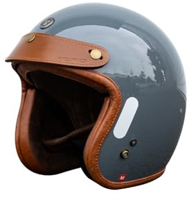 BOSERMEM Motorradhelm ECE 22.06 Zertifiziert, Passend für ethelm Roller Scooter Moped Mofa Chopper Vespa(Grau, XXL=61-63CM)