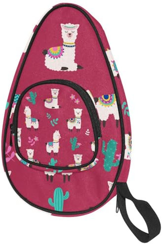 VAPOKF Housse pour raquette de tennis de table, alpaga rose avec sac pour raquette de ping-pong cactus avec pochette pour 4 à 5 balles