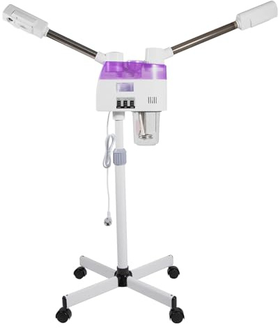 Gesichtsdampfer, 2 in 1 Heiße & Kalte Bedampfer Dampfgerät Professionelle Gesichtssauna Maschine mit 360°Rotatable Düse Doppelrohr Höhenverstellbar für Deep Cleansing