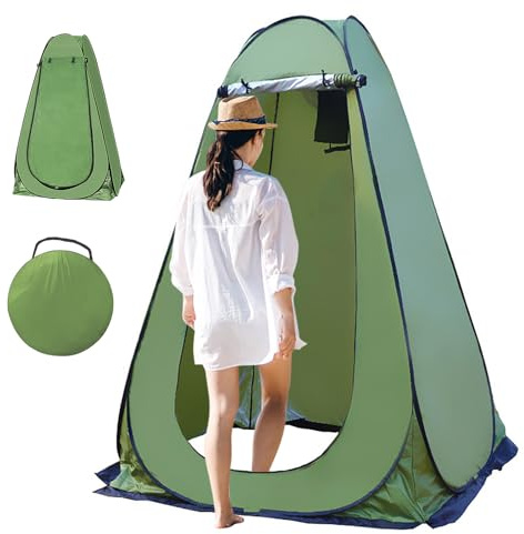 Pop-Up Duschzelt, Toilettenzelt, 190cm Tragbares Dusch- & Umkleidezelt mit UV-Schutz, mit Tragetasche, Privatsphäre, Mobiles WC Zelt für Camping, Strand & Outdoor (Grün)