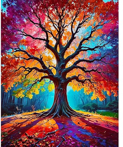 Fountor Tree of Life Paint by Numbers for Adults Without Frame 40x50 CM | Tree DIY Acrylic Painting by Numbers for Adults, Stress Relief Craft Kits, Home Wall Decor Gift
