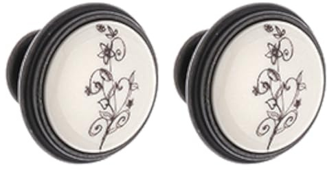 cyclingcolors 2x bouton de tiroir finition laiton foncé porcelaine céramique motif fleur 35 mm meuble vintage antique style porte poignée commode armoire maison avec vis