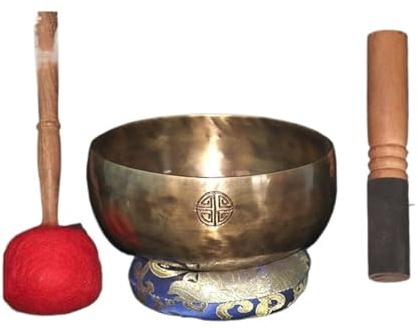 Singing Skål Koppar klangskål för fullmåne, buddhistisk meditation, original ljudläkande skål med klumpkudde (Caliber 10–11 cm)
