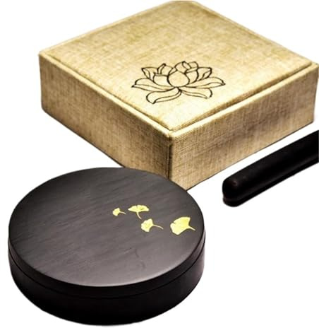 GSCLZ Piedra de tinta natural portátil con tapa, herramienta pintura for caligrafía china, 1 unidad(9.5x9.5x3.5cm)