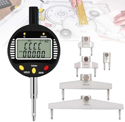 ERSINIAN High Precision Digital Radius Gauge Indicator R Gauge Digital Arc Gauge, Electronic Inside and Outside Radius Gauge with Replaceable Measuring Jaws