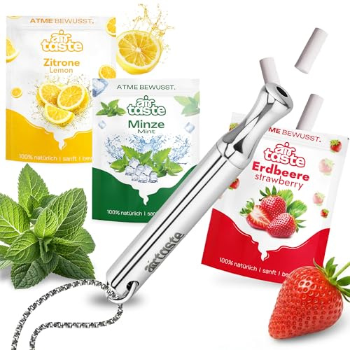 Airtaste® Premium Rauchentwöhnung Hilfsmittel – rauchen aufhören mit echtem Widerstand – nikotinfrei und ohne Schadstoffe – rauchfreier Zigarettenersatz mit Geschmack (Silber 2)