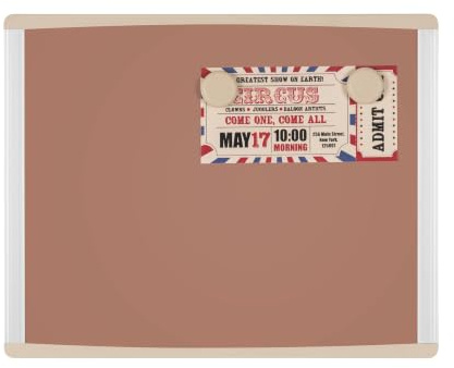 Bi-Office Tableau magnétique Inka Chestnut, 35,5x28cm, Surface en Acier Laqué, Cadre en aluminium et plastique beige