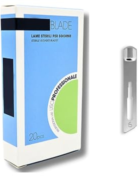 Lame sgorbie per pedicure professionali N° 6 conf. 20 pz, Rimuove calli, duroni e occhio di pernice, Lame Monouso in Acciaio Inox temprato, Sterili