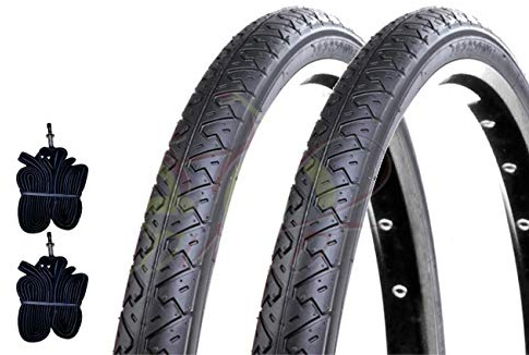 2 pneus noir Slick + 2 chambres pour vélo vélo City Bike routière 26 x 1.40 (37 – 559)