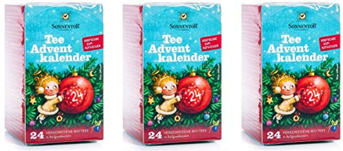 Sonnentor Tee Adventkalender mit 24 Aufgussbeuteln Bio, 3er Pack (3 x 38 g)