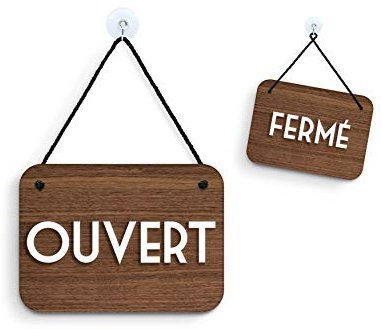 SIGNS | Retrò Vintage - Ouvert/Fermé - Cartel doble cara signo [OC15] Abierto Cerrado - Placa de la puerta colgante de doble cara - Letrero de la tienda comercial reversible