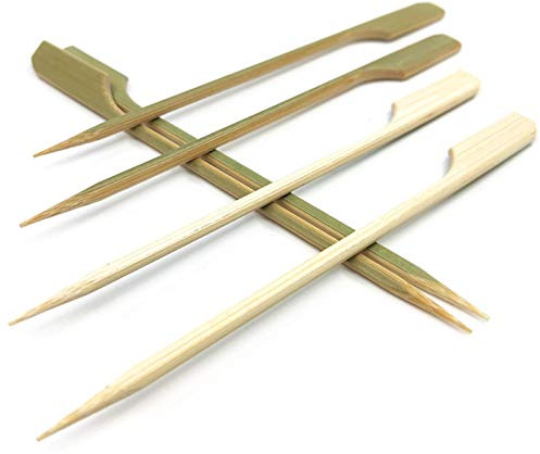 HOPELF 10 inch Bamboo Paddle Picks Skewers for Shish Kabob，Fruit Kabobs，BBQ，Kitchen，Grilling，Barbeque Snacks.Wood pick More Size Choices 3.5''/ 4.7''/ 7''/ 10'' (Pack of 100)