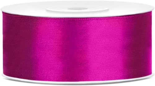 Satinband Fuchsia 25mm x 25m – Schleifenband Fuchsie | Kräftiges Pink Geschenkband & Dekoband für Schleifen, Geschenkverpackung, Party, Hochzeit, Floristik & DIY