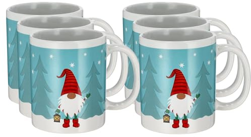 schenken-24 Glühwein-Becher 'Crazy Christmas' / Weihnachtsmarkt-Tasse, Steingut, 6er Set, 300 ml
