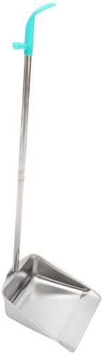 Housoutil Paletta Acciaio Spazzatura, Paletta Inox Addensato, Paleta Zincata con Manico Verticale a Manico Lungo Senza Flessione, Paletta Verticale per Cucina Ufficio Cortile Pastorale