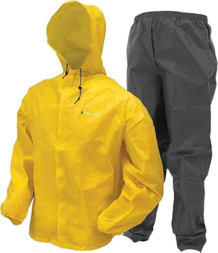FROGG TOGGS Ultra-Lite2 Combinaison de pluie imperméable et respirante pour homme Jaune/noir Taille XL Court, jaune/noir, X-Large Court