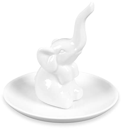 TIANNAIT 1 x Elefanten-Ringhalter, Keramik, dreidimensionales Schmucktablett, Elefanten-Ring-Schmucktablett, Ringhalter für Wohnzimmer, Schlafzimmer, Heimdekoration, Urlaubsgeschenke (weiß)