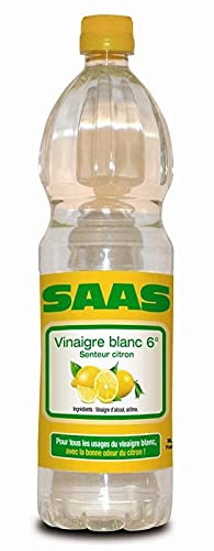 SAAS - Vinaigre Blanc Citronné - 1 Litre - 6° d'acidité - Idéal pour Assaisonner et Conserver les Aliments - Lot De 4 - Vendu Par Lot