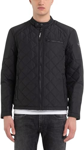 Replay Giacca trapuntata da uomo , giacca di transizione senza cappuccio, nera (Black 098), 3XL