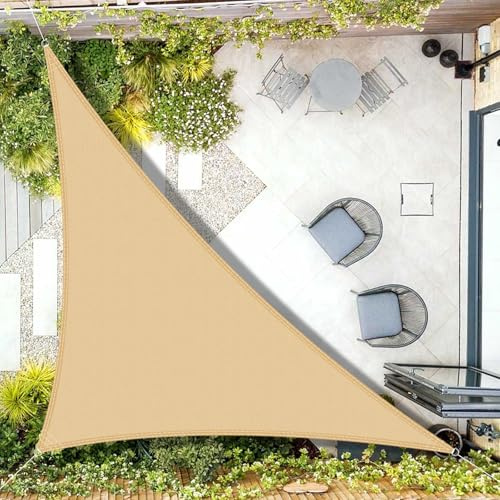 AXT SHADE Toldo Vela de Sombra Impermeable Triangular 2,5x2,5x3,5m Protección Rayos UV para Exterior Terraza Patio Jardín-Arena
