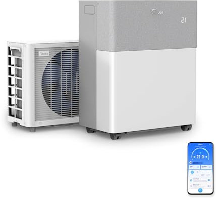 MIDEA Climatiseur PortaSplit Mobile Silencieux 4-in-1| 12000 BTU | Chauffage et Climatisation Portable Prêt à Poser 3,5kW- Clim Mobile avec rafraîchisseur, déshumidificateur, chauffage,ventilateur