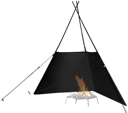 DOD Fire Break - Camping Stove Windscreen - Folding Camp Stove Windscreen with Storage Bag - Lightweight Camping Fire Wind for Outdoor, Picnic, Cooking - Black