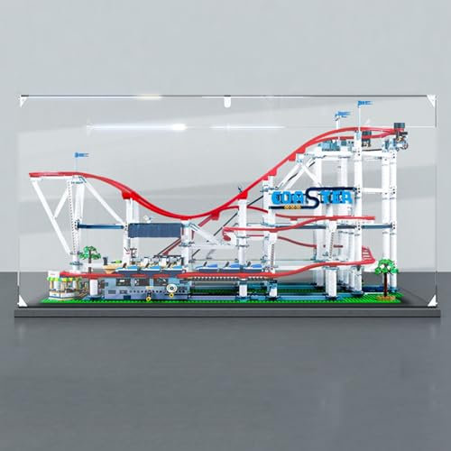 Yglophic Acryl Vitrine Box Für LG 10261 Roller Coaster, Acryl Vitrine, staubdichte Aufbewahrungsbox Präsentationsbox für Minifiguren Spielzeug Sammlung (98 * 46 * 58cm) 3mm