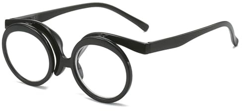 Lanomi Gafas de lectura para mujer y hombre, plegables, de plástico, para maquillarse, ayuda visual, redondas, 90 grados, con fuerza