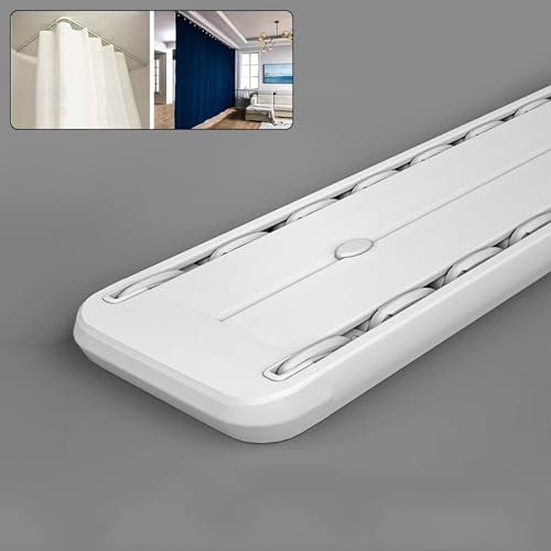 Vorhangschienen, Vorhangschiene 2 Läufig, Deckenvorhangschiene, 3 M Deckenvorhangschienensystem, Für Schiebevorhang (Color : White, Size : 3M/9.8FT)