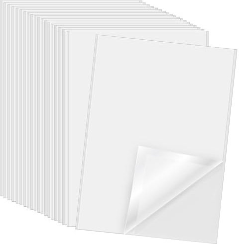 EMAGEREN 20 Sheets Double Sided Adhesive Sheets A4 Clear Craft Self-Adhesive Tape Sheet White Self-Adhesive Tape Sheets Super Strong Sticky Paper A4 Adhesive Sheet for Crafts Album Decoration DIY