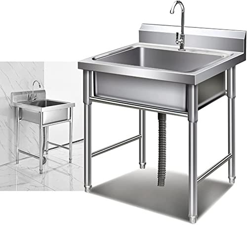 Generico Cucina lavelloLavello da Giardino Professionale per Esterni, Lavello da Cucina in Acciaio Inossidabile Lavello da 1 Vasca Indipendente Lavello in Acciaio Inossidabile Antispruzzo per Immersi