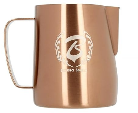 Barista Space Polished Silver Milk Jug optimal für Latte Art mit präziser Ausgusstülle, leicht und handlich, empfohlen von Weltmeistern – silverCopper - 350ml