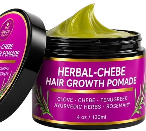MAKOF BEAUTY Chebe magisk hårväxtfett med ekologisk tchad, rosmarin, moringablad och ayurvediska örter stimulerar hårbotten för snabb tillväxt