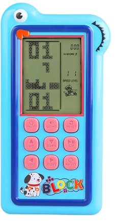 HLF Cartoon Block Game Console Big Screen 23/26 Bricck Game Dual Mode Silicone Buttons Dual Powered by Rechargeable Lithium Battery/AA Retro Handheld Portable Toy Children/Teens Gifts (Blue)