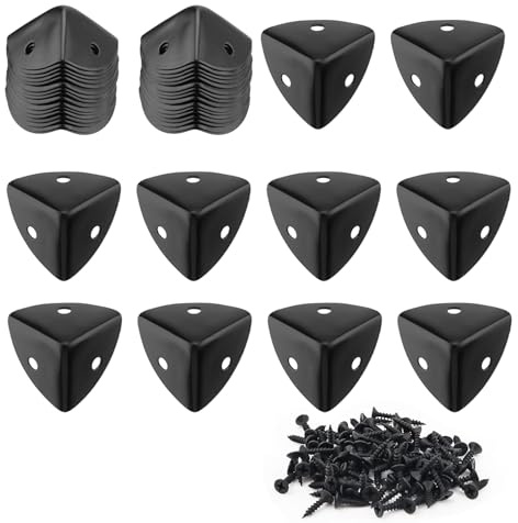 MUNGHOK 40 Stück Schwarz Eckenschutz Metall Klein, 25x25x25mm Kistenschutz Eckenschutz Kantenschutz Metall Schwarz für Kisten, Möbel, Regal, Holzkoffer