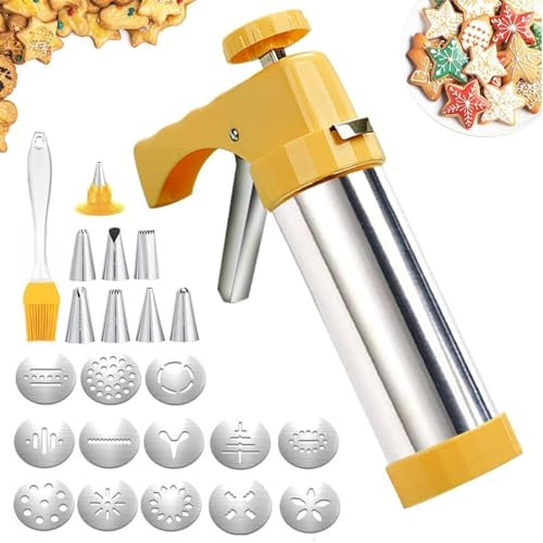 JODAIS Biscuit Maker Kit, Cookie Press Machine, Cookie Press Gun Kit, with 8 Piping Nozzles and 13 Biscuit Discs, Cookie Mold Discs Cake Decorating Tools for Birthday Party