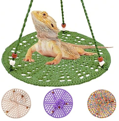 CQJ Amaca per Rettili, Amaca per Rettili con Dondolo e Letto Sospeso per Drago Barbuto, Lucertola, Serpente, Geco, Camaleonte, Pappagallo, Criceto, Piccoli Animali Domestici (25 cm * 45 cm Verde)
