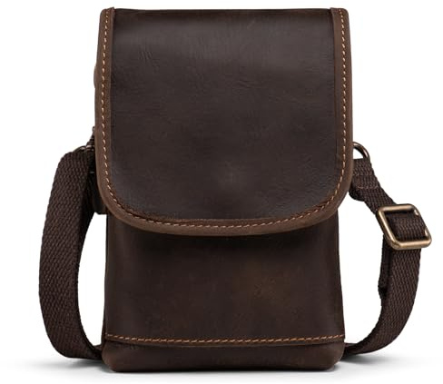 Hengwin Gürteltasche Herren Echtes Leder Hüfttasche Männer Handy Taschen mit Gürtelschlaufe für iPhone 16 ProMax 16 Plus, iPhone 15 15Plus Samsung Galaxy S25 Ultra S25+ Handy Umhängetaschen (Kaffee)