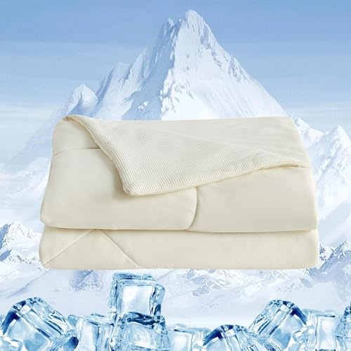 UNIKOME Couverture Rafraîchissante 220x240cm, Couverture D'été Double Face, Couette Légère Et Rafraîchissante pour Les Personnes,Couverture Rafraîchissante Lavable, Oeko-Tex (Blanc Laiteux)